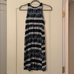 Blue/white print tank dress